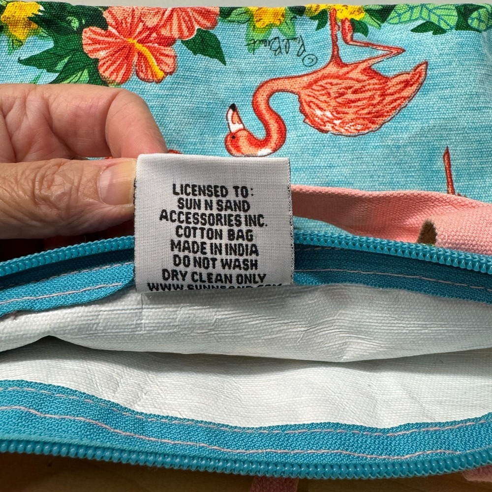 Paul Brent Coastal Life Tropical Flamingos Canvas Small Tote Crossbody Bag Zip - Picture 11 of 12